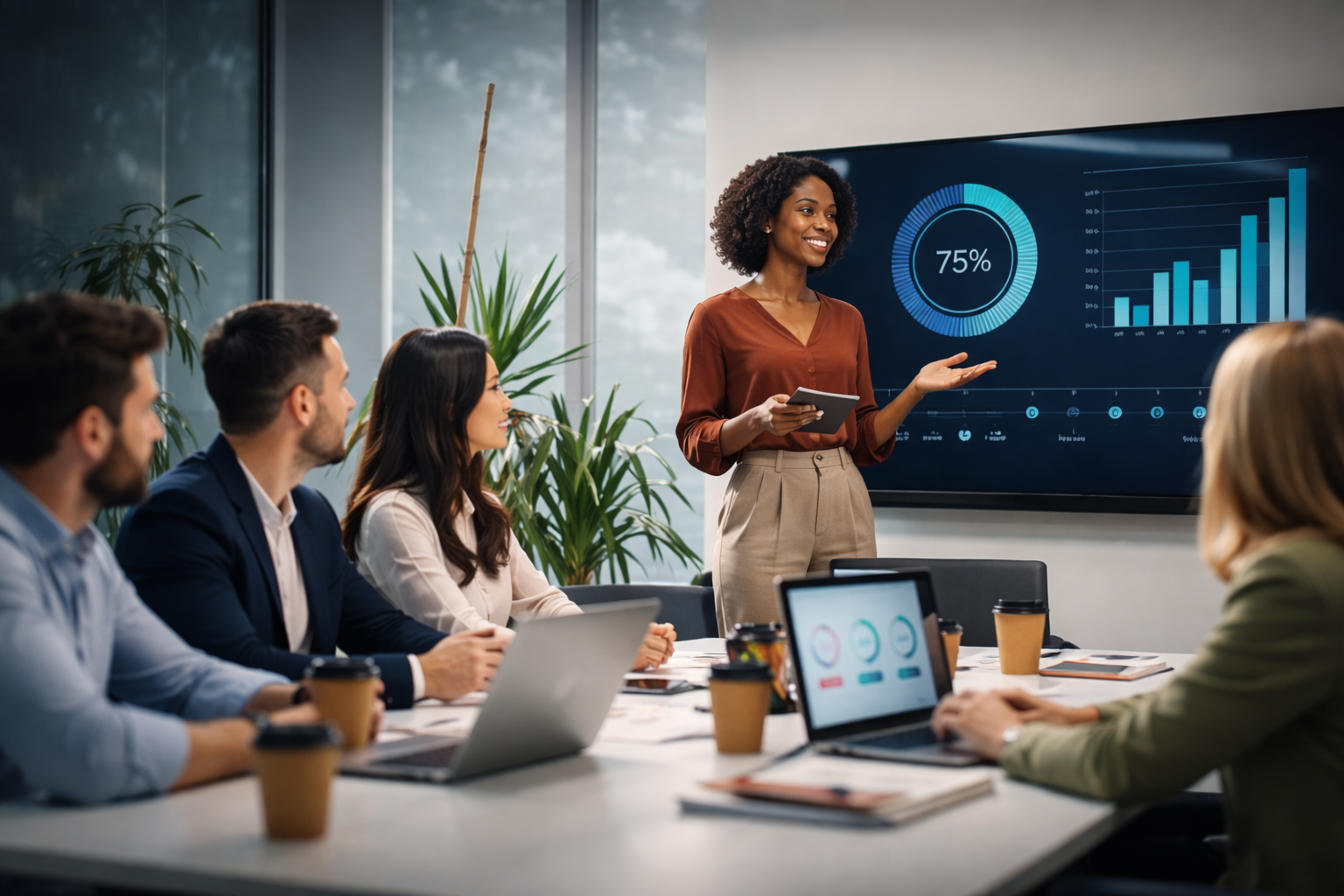 team presentation in a modern office
